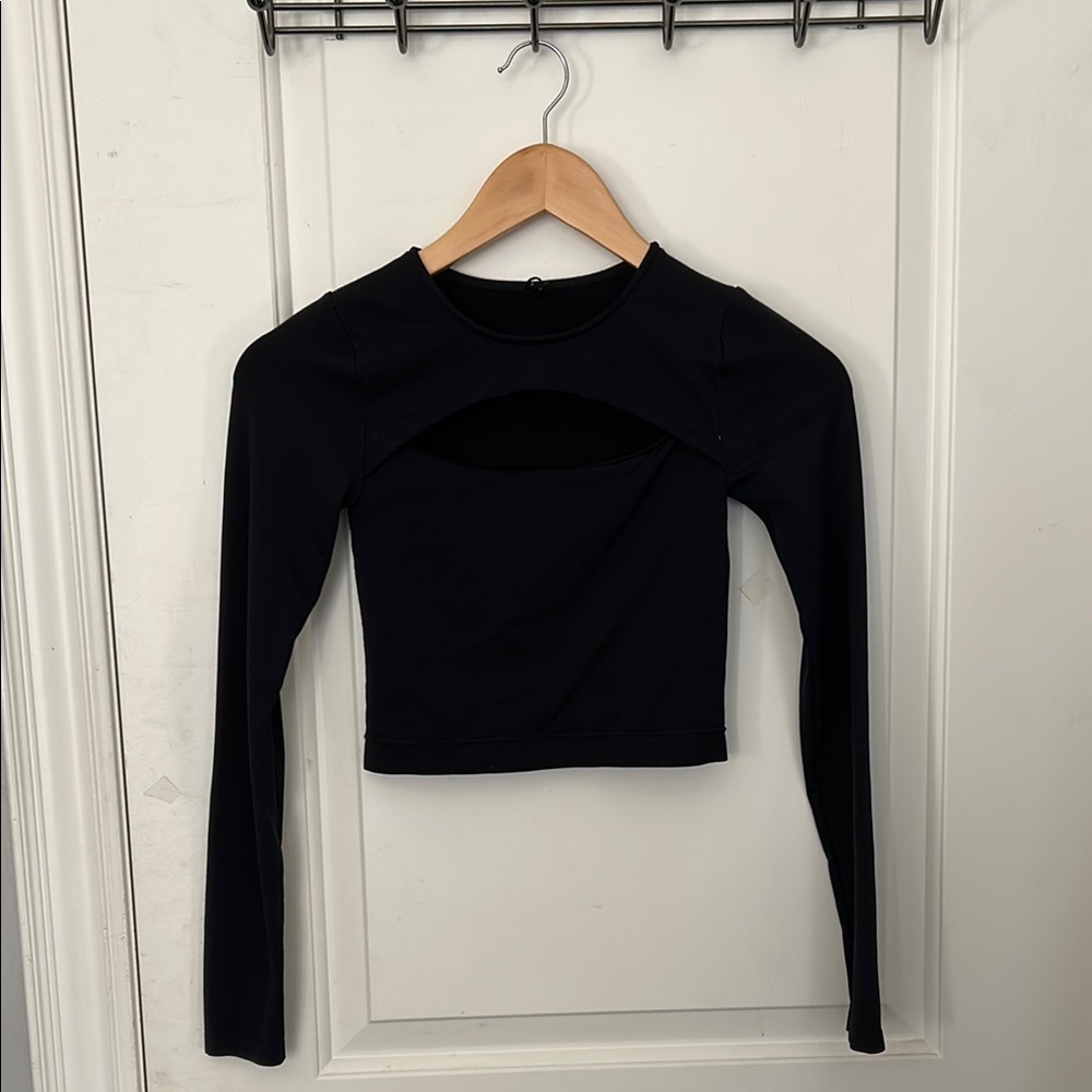 Garage Black Long Sleeve Crop Top